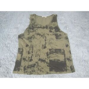 EUOW Tank Top Shirt Mens Medium Green Black Abstract Print Cotton Casual